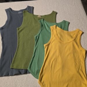 Women's Sleeveless Tank Top Set - Yellow, Green, Gray